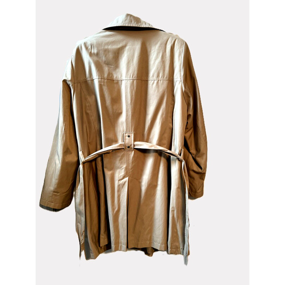 DKNY Womens Size 1X Khaki Trench Coat Button Front Lined Long Sleeve Jacket - Picture 3 of 9